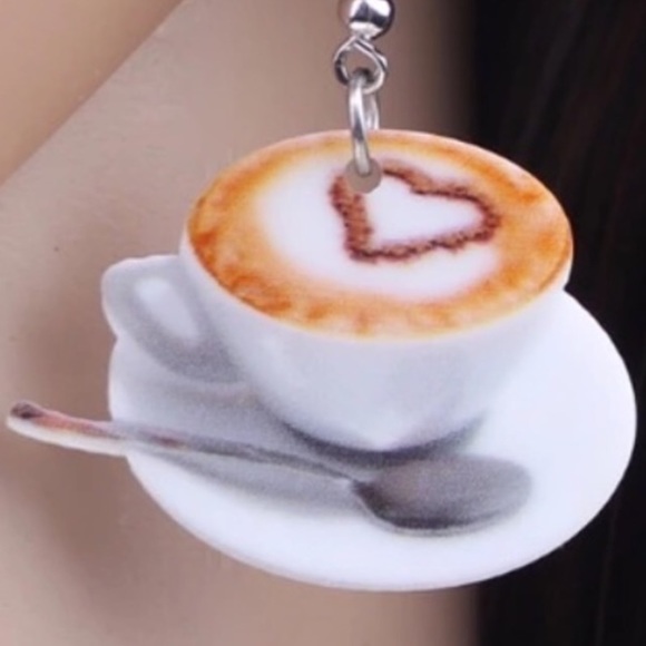 Cappuccino Americana Coffee Cup Acrylic Earrings - Picture 3 of 6